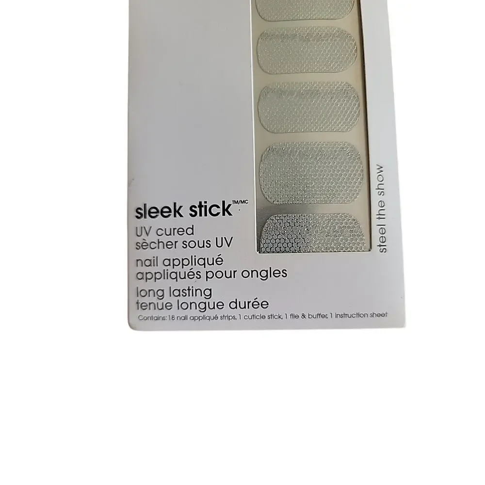 5 Pack Essie Sleek Stick Nail Applique UV Cured Stickers Metallic‎ Bundle